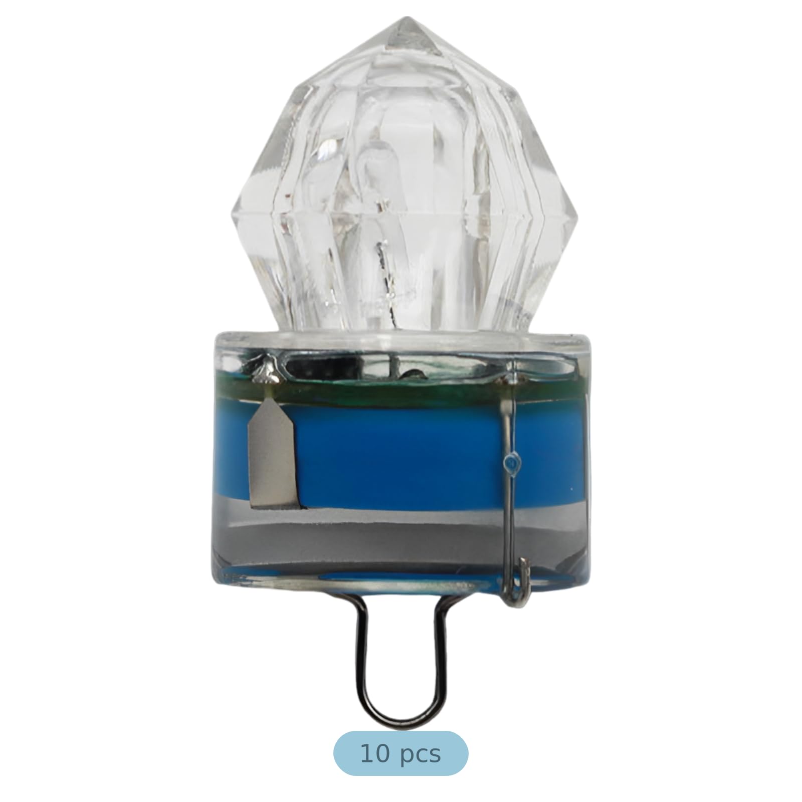 10 STK. Blaue LED Unterwasser Angellichter, Diamantform für Tiefsee und Nachtangeln, Hartschalen Köder für Süß und Salzwasser, 4,5 x 2,5 cm Angelköder Gerät, mit starker Leuchtwirkung