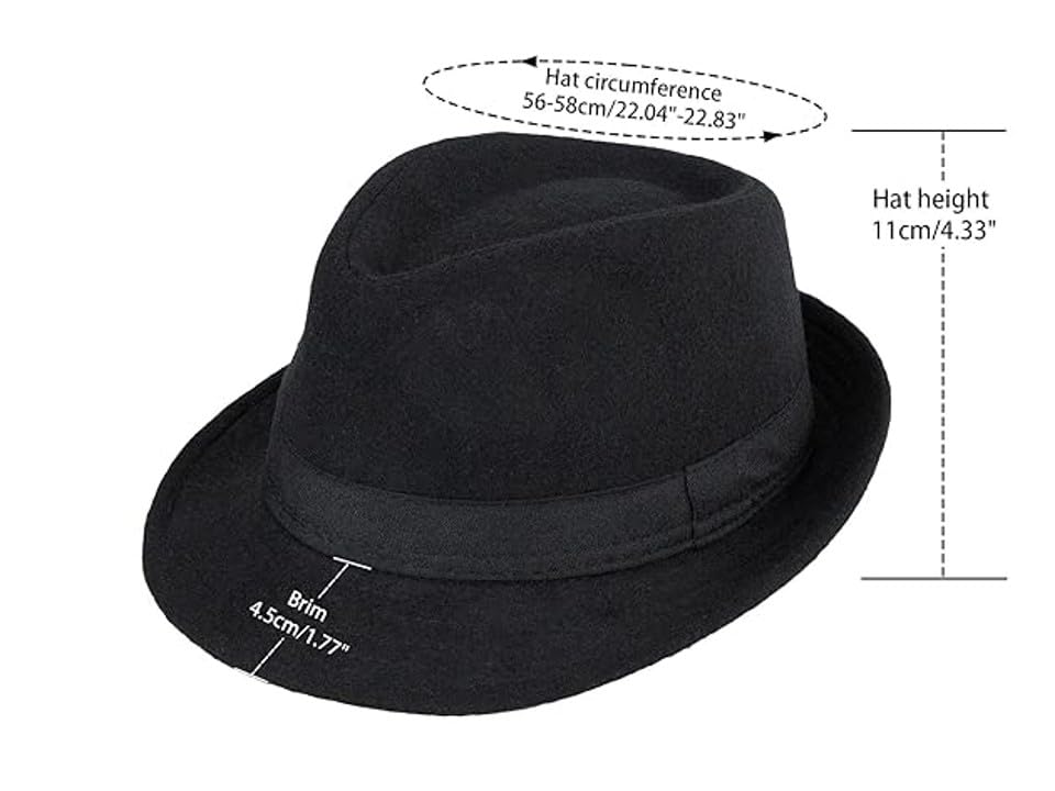 Mrlahat Unisex Classic Trilby Fedora Casual Manhattan Short Brim Structured Gangster Panama Felt Hat (US, Alpha, Large, X-Large, Navy)