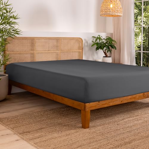 Bare Home 100% Rayon Made from Bamboo Luxury Twin XL Fitted Sheet - Deep Pockets - Cooling Sheet - Breathable - Easy Fit - Soft Bedding Bottom Sheet (Twin XL, Grey)