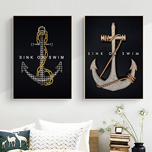 Tableau motivation Sink Or Swim art mural inspirant pour surmonter les défis au quotidien