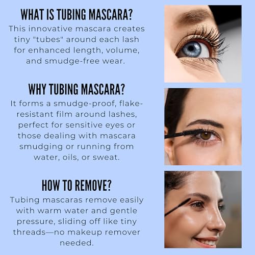 Image of Mynena Blue Waterproof Lash Tubing Mascara | Smudge-Proof Flake-Free Long Lasting Lightweight Eyelash Extension Effect | Lengthening Defining Curling Buildable Formula Eye Makeup