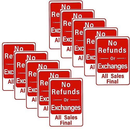 Image of CVANU No Refunds or Exchanges All Sales Final Warning Safety Self-Adhesive Waterproof PVC Vinyl Sign Sticker Size (11.7inchX8.3inch) Pack of 10