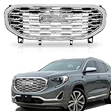 Partsflow Front Upper Grille Denali Style Grill Chrome Compatible with 2018 2019 2020 2021 GMC Terrain