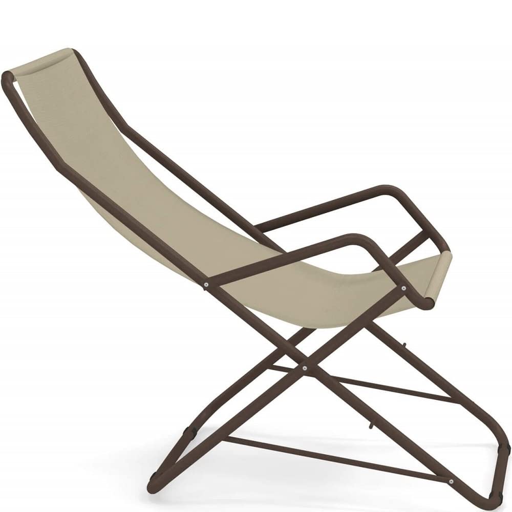 Emu Bahama Sdraio Oscillante Pieghevole Art. 170 Colore Marrone d'India 41 Telo in Textilene Colore Beige