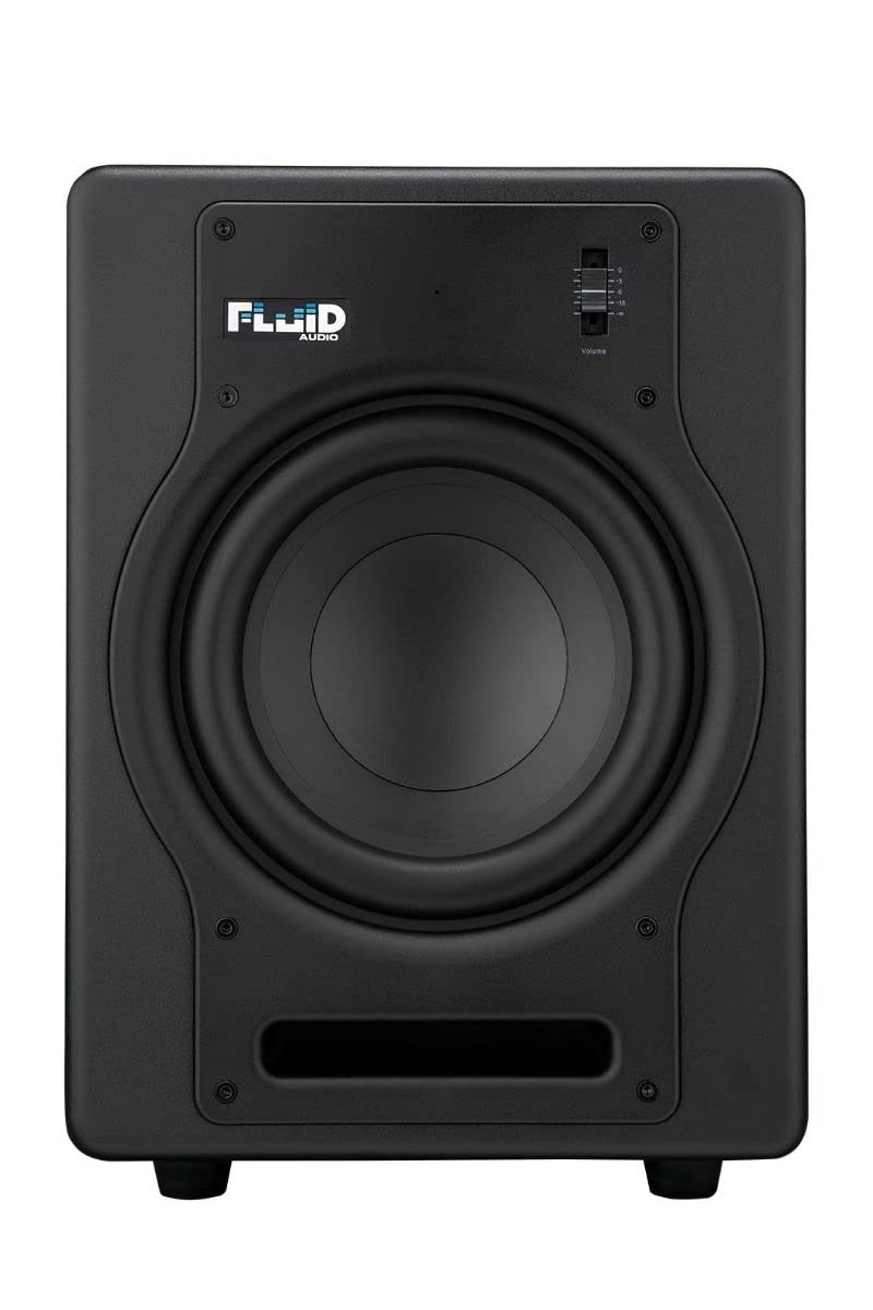 Fluid Audio F8S Subwoofer de studio actif (amplificateur de classe D 200W, réponse en fréquence 30-200Hz, compact et puissant, avec pédale de contrôle des basses),Noir