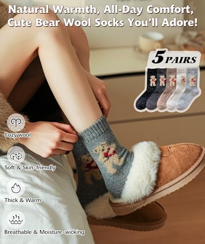 Image of IIG Winter Warm Wool Socks for Women Original Design Trendy Boot Socks Ideal Gift