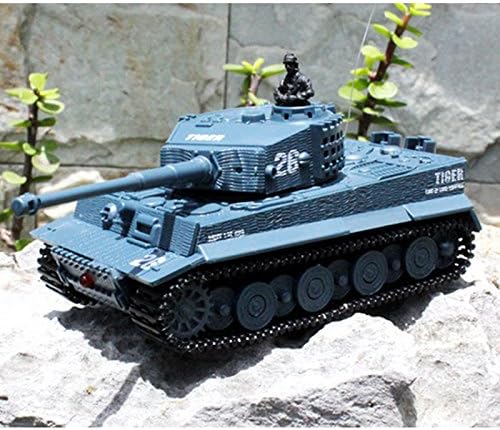 BlueFit German Tiger I Panzer Tank with Remote Control, Battery, Light, Sound, Rotating Turret and Recoil Action When Cannon Artillery Shoots, Mini 1:72 Scale, Assorted Color