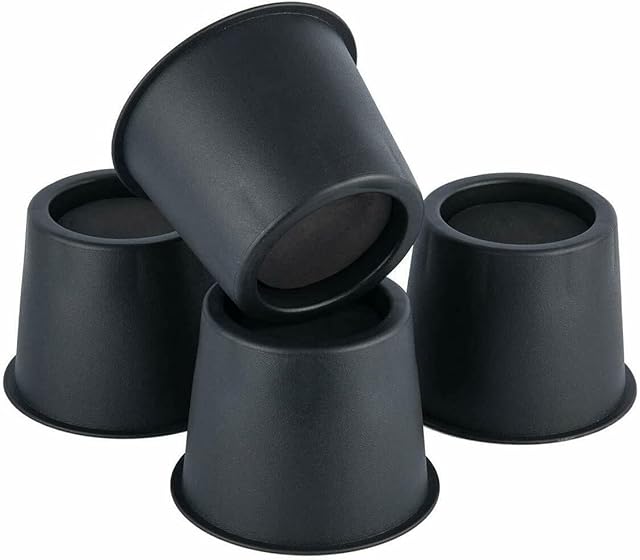 tonchean 4 inch Furniture Risers 4 Pack Heavy Duty Bed Risers Round Durable Plastic Risers Lifting for Table Chair Sofa Wardrobe Black