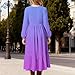 Girls Gradient Tiered Flowy A-Line Maxi Dress - Loose Crew Neck Long Sleeve Swing Dress with Pockets for 4-15 Years