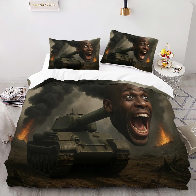 Brainrot Duvet Cover Twin Size, Cartoon Pattern Twin Comforter Cover Bedding Set for Kids Boys Girls Bed Decor Gifts, Bedding Set 3 Piece Quilt Cover with 2 Pillowcases
