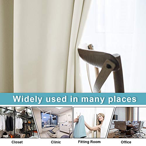 Image of RYB HOME Blackout Curtains 96 inch Long, Portable Privacy Curtains Screen Partitions for Patio Sliding Glass Door Living Room Office Share Space, W60 x L96 inches, Light Beige, 1 Panel