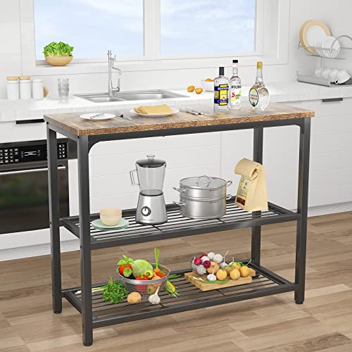 Mesa consola de sofá industrial de 32 pulgadas con estantes rústica para entrada pasillo y salón 7
