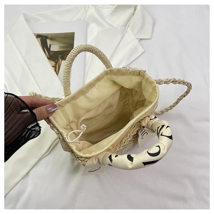 Image of Eiyye Straw Purse Top Tote Shoulder Bag Girl Coin Purse Crossbody Vacation Drawstring Opening