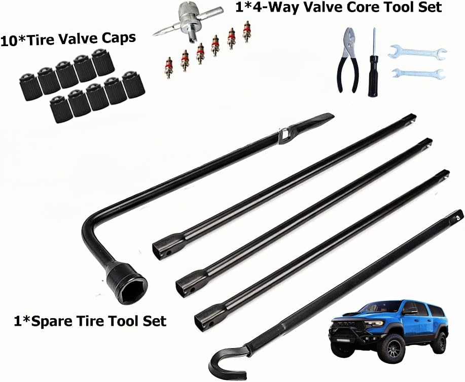 Image of This 10-piece repair tool set is designed to work seamlessly with the Spare Tire Jack Handle and Wheel Lug Wrench for Dodge Ram 1500 models from 2003 to 2018, as well as the 2019 Ram 1500 Classic
