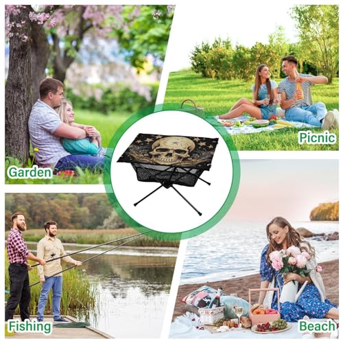 Mesa Plegable de Camping Skull Moon Outdoor para Playa y Picnic – Portátil, Fácil de Transportar con Bolsa Resistente para BBQ y Uso al Aire Libre miniatura 7
