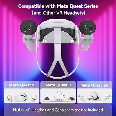 VR Wall Mount - Compatible with Meta Oculus Quest 3S/3/2/Pro/Rift-S, Aluminium VR Headset & Controller Hanger with Two Storage Options