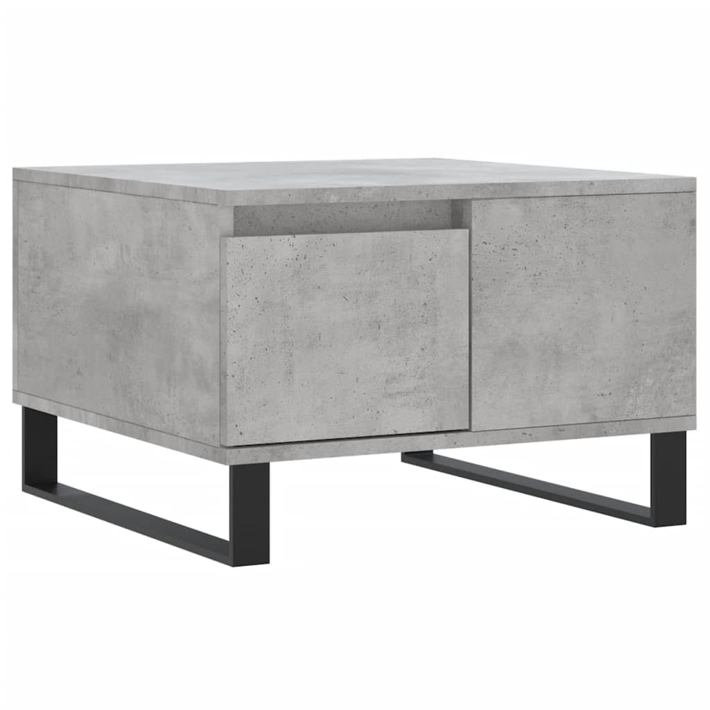 Générique Stolik kawowy Szary Beton 55x55x36,5 cm Drewno inżynierskie | Z szufladą do przechowywania, wytrzymała góra, metalowe nóżki, łatwa do czyszczenia, nowoczesna
