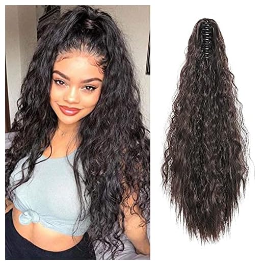 MEIRIYFA Longue Extension de Queue de Cheval Noire bouclée extension de queue de cheval à griffes ondulées Clip In Hair Extension queue de cheval 55cm