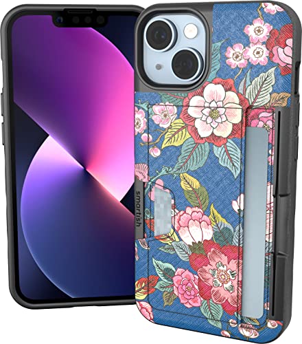 Image of Smartish iPhone 14 Wallet Case - Wallet Slayer Vol. 2 [Slim + Protective] Credit Card Holder w /Kickstand - Drop Tested Hidden Card Slot Cover Compatible w /Apple iPhone 14 - Flirty Flowers