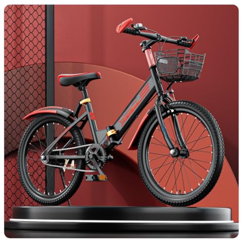 Backolu小学生向け折りたたみマウンテンバイク、女の子と男の子向けの18/20/22インチバイク、高さ調節可能、耐荷重100kg カーボンスチールフレーム、リアブレーキ、軽量で安定しており、誕生日プレゼントに最適です (18インチ,ブラック&レッド(後