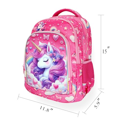 Image of 15 inch Unicorn Backpack for Girls, Pre-K & Elementary School Bag with Chest Strap, Sparkly Kids Travel Bookbag with Holographic Piping (Ages 4-10)