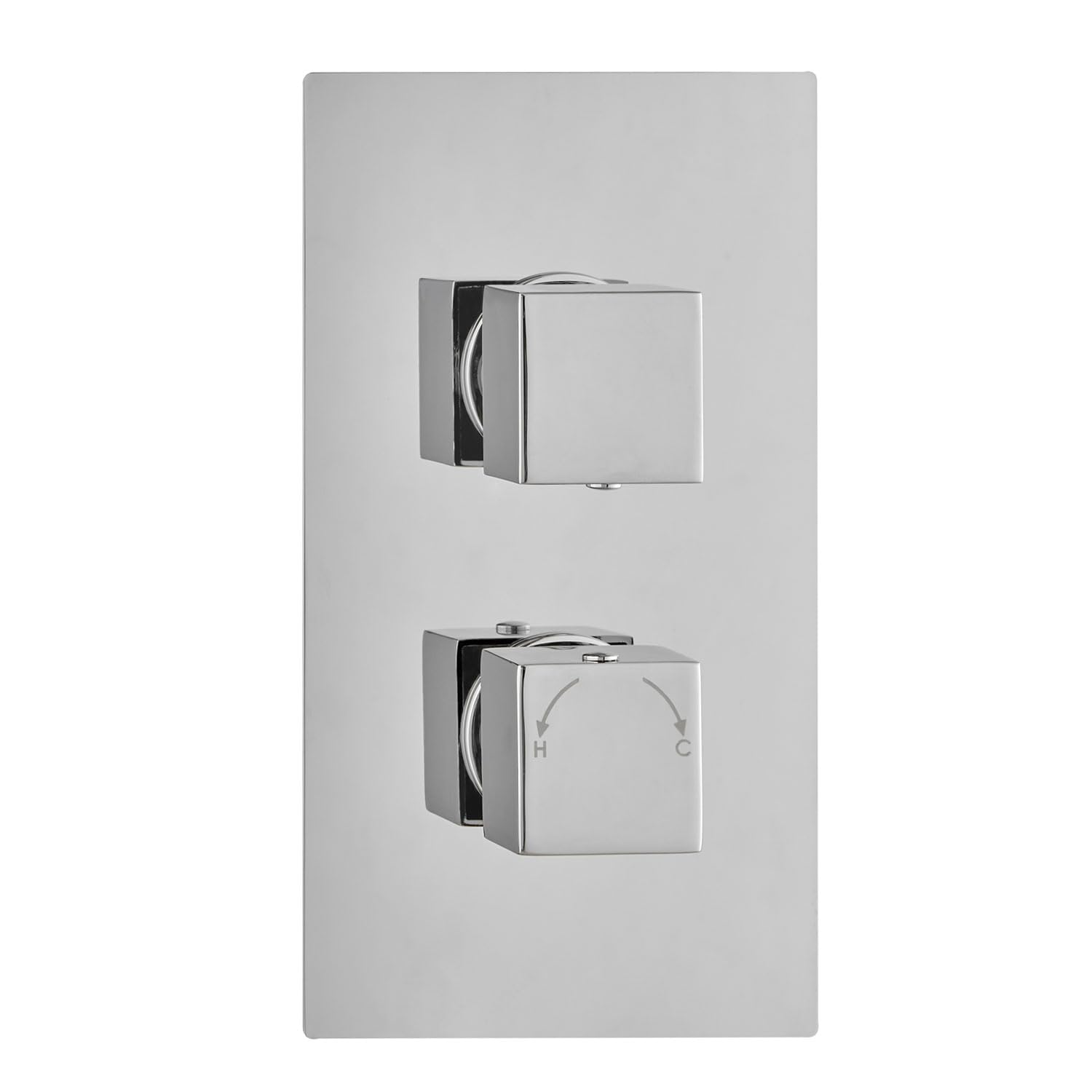 ECOSPA Premium Concealed Twin Thermostatic Shower Mixer Valve in Chrome with 2 Outlets, 2 Square Handles, Anti-Scalding Safety Feature