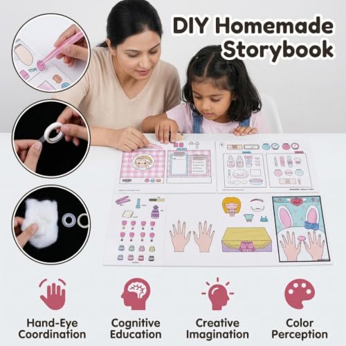 Image of PATPAT 2Pcs DIY Paper Quiet Book Cute Makeup-Theme Scene Activity Book