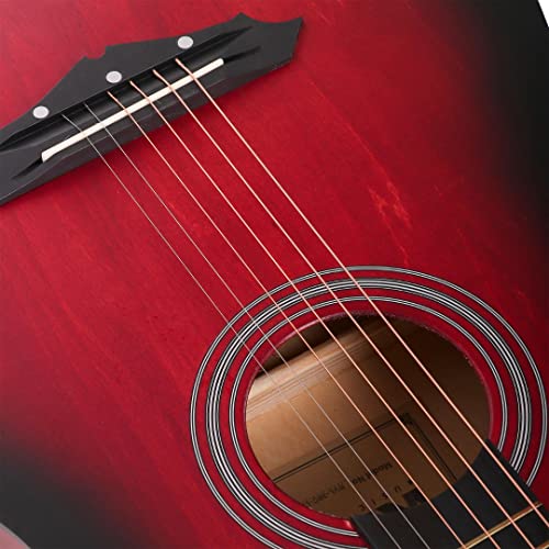 Image of Intern Right hand Acoustic Guitar Kit, With Bag, Strings, Pick, Strap and String Winder (38 inch Red, 38)