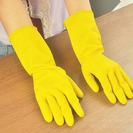 Gloves for Kitchen House Hold Non Slip gloves use for kitchen sink cleaning, fruits cutting time, vessels cleaning time, Garden tree working, ur hand will be safe inside the gloves good material used, so tight grip free size( pair of 1 ),yellow color