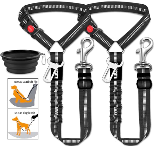 3 Piece Set Dog Seat Belt Retractable Dog Car Seatbelts Adjustable Pet Seat Belt...