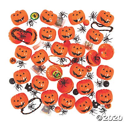 Toy Pre-Filled Halloween Jack O Lantern Pumpkins (Bulk set of 24) Trick or Treat, Trunk or Treat Party Giveaways and Supplies