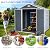 TURRIDU 8 x 6 FT Resin Outdoor Storage Shed with Windows and Lockable Double-Door, Tools Storage Shed with Floor & Air Vents for Garden, Patio, Yard, Lawn, Grey