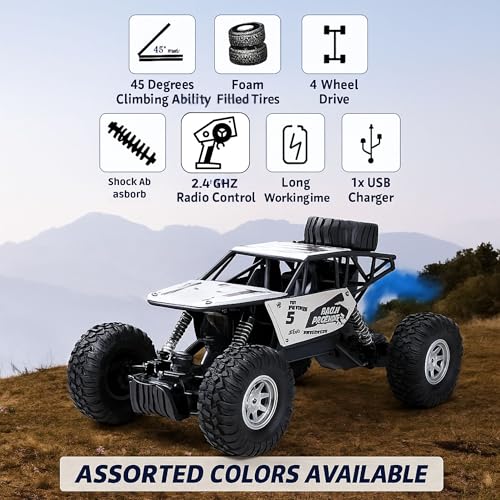 Image of GRAPHENE Remote Control Car 1:18 Rock Crawler Water Mist Spray High Speed RC Car Toys for Boys USB Rechargable 2WD Off Road Vehicle Toy Cars for Kids Best Birthday Gift - Multicolor
