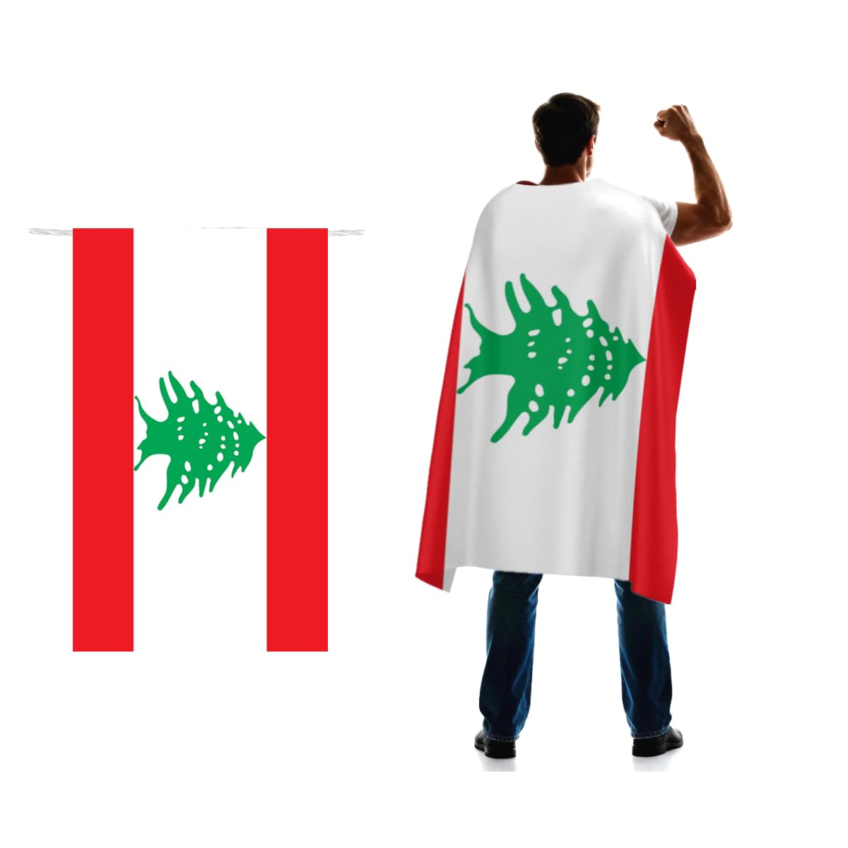 Lebanon Flag Cape 3x5 FT for Independence Day Holiday Costumes Celebrati,150D Premium Polyester,the Lebanese Republic Patriotic Flags Costume Cloak.