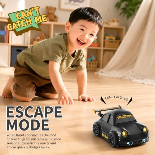 Image of VGRASSP 2.4GHz Rechargeable Mini RC Drift Stunt Car Toy for Kids with LED Headlights and Sound Effects - Interactive Remote Control Racing Car with Follow Me and Escape Mode - Black