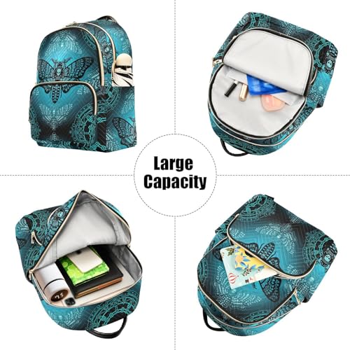 Image of Mini Backpack Gothic Moth Skull Mystical Circle Fashion Backpack Purse for Women,Handbag Shoulder Bag Casual Daypack, Ladies Gift for College Work (S)