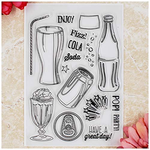 Kwan Crafts Enjoy Party Cola Clear Stamps for Card Making Decoration and DIY Scrapbooking