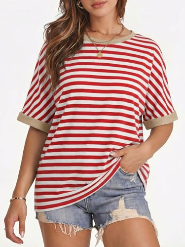 Image of ATHMILE Womens Oversized T Shirts Summer Tops Spring Casual Loose Fit Workout Short Sleeve 2026 Beach Vacation