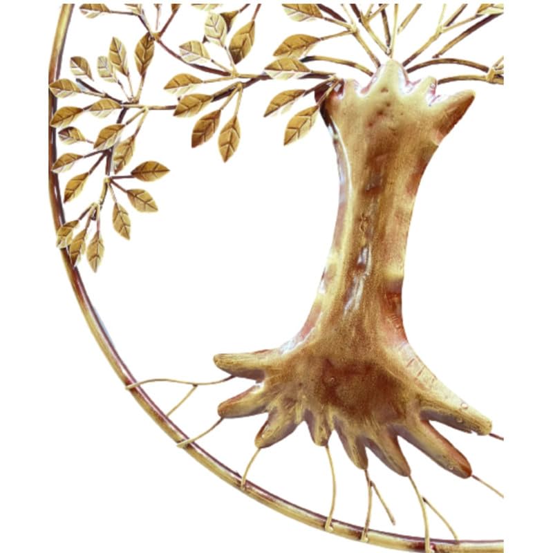 Image of Bharat Art Metal Iron (Root Tree in Ring) Wall Art Decor for Living room Home Bedroom Cafe Interior Decorative | Elegant Wall Hanging Sculpture | Gift Item | Multicolor | 32 x 2 x 32 Inch | W122