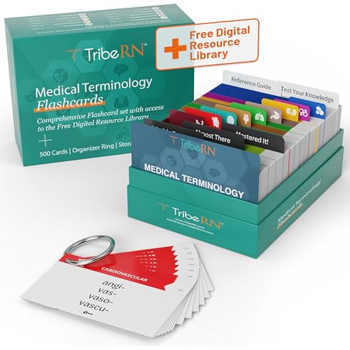 500 Double-Sided Professional Terminology flashcards for Nursing and Medical Students - Includes Easy to use Color-Coded Study Tool with Sorting Ring and Access to Complementary Resource Library