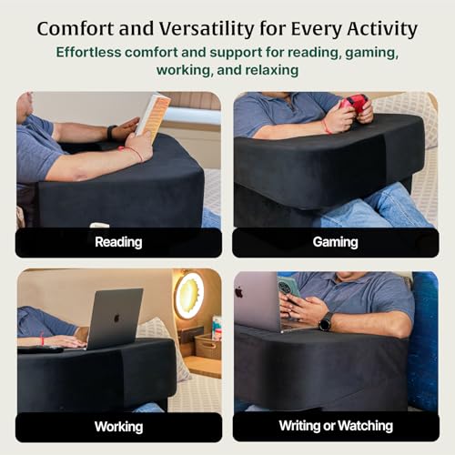 The White Willow Lapdesk Pillow for Laptops, Study, and Reading- Hard Foam Lap Desk Pillow-Ergonomic Design Gaming Pillow, Arm Rest & Reading Pillow- Perfect for Bed, Floor & Sofa- Black - Image 8