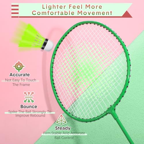 Image of 12 Pack Badminton Rackets Set Including Badminton Racquets, Nylon Shuttlecocks and Carry Bag for Outdoor Backyard Games Beginners