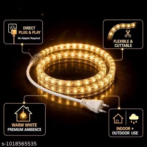Image of ZALAR 20 Meter LED Strip Light Warm White, Flexible LED Light Strip for Home Decoration, Bedroom, Living Room, Diwali & Festival Decoration, Low Flicker