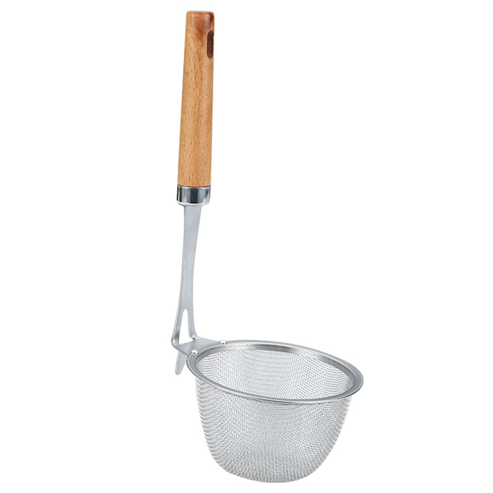 Tsawntd Food Strainers, Noodle Strainer, Stainless Steel Hot Pot Strainer with Wooden Handle, Pasta Basket with Hook for Frying, Draining and Cooking