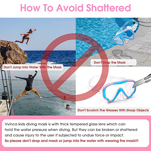 Vvinca Kids Swim Goggles With Nose Cover And Fabric Strap Cover, Kids Snorkel Mask Scuba Diving Mask Swim Mask Anti-Fog Clear View, Soft Silicone No Leak Swimming Goggles For Kids 6-14, Snorkel Gear #TOP4