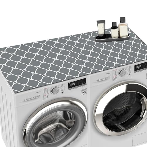 Washer and Dryer Covers for the Top, 54 x 27.5inch Washer Dryer Top Protect Mat, Dust-proof Washing Machine Cover, Diatomite Washer Dryer Top Covers for Laundry Kitchen Home (dark gray 1#)