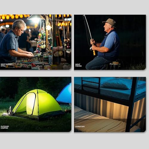 Générique Ventilateur rechargeable avec lumière du ventilateur de camping léger - Fans portable à crochet imperméable,Refroidissement à air portable pour extérieur, festival, plage, pêche, talonnage – Image 5