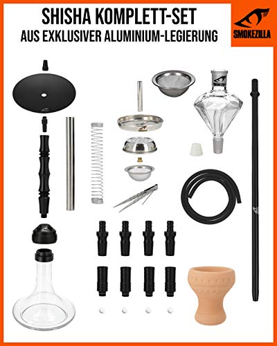 Smokezilla® MINYA 4S Shisha Set Schwarz - 4 Schläuche + Anschluss & Mundstücke - Inklusive Shisha Zubehör Mit… – Bild 3