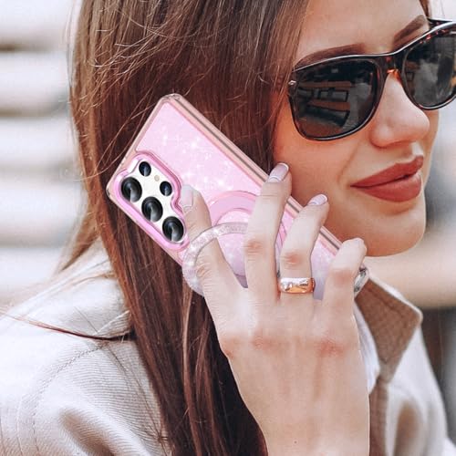 WATACHE for Samsung Galaxy S25 Ultra Case, Glitter Sparkle Bling Heavy Duty Shockproof Protective with Kickstand, Anti-Scratch Cover Case for Samsung Galaxy S25 Ultra(Pink) - image 8