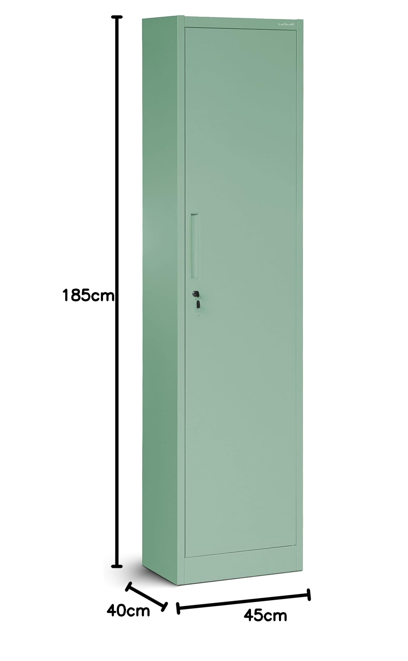 Jan Nowak Armadio da Ufficio C001A Archivio per Officina in Metallo Verniciato a polvere Chiudibile 185 cm x 45 cm x 40 cm (Verde pastello)